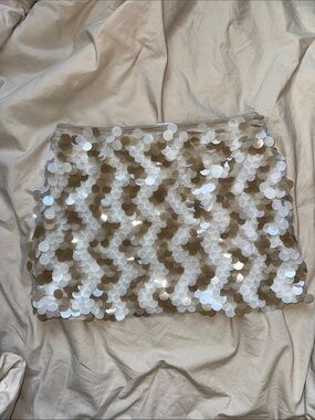 Sincerely Jules White and Champagne Sequin Mini Skirt